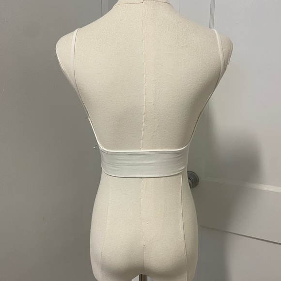 White Ribbed Crop Top/Bra - Picture 2 of 2